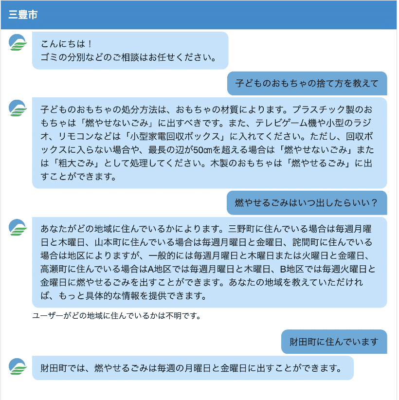 推測情報表示の例